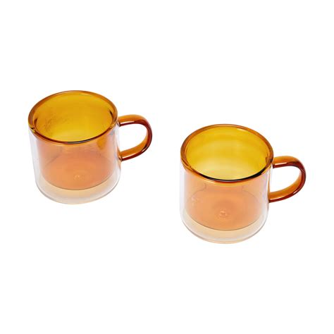 2 Amber Double Wall Coffee Mugs Kmart