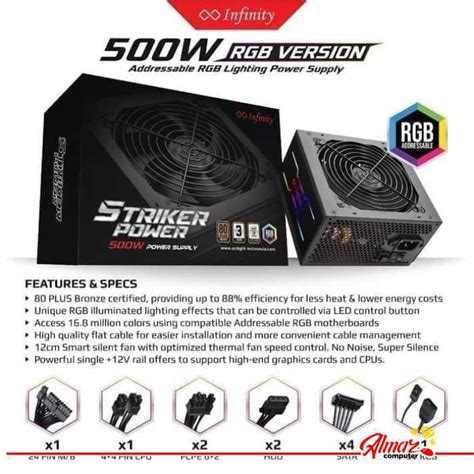 Jual Psu Power Supply Infinity 500w 500watt 80 Bronze Rgb Striker Power Shopee Indonesia