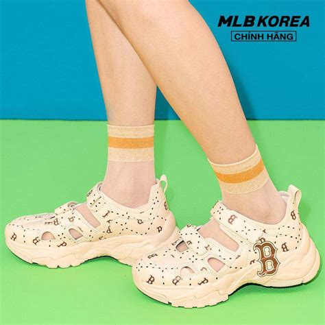 MLB Giày sandals unisex đế cao Big Ball Chunky Mask Diamond Monogram