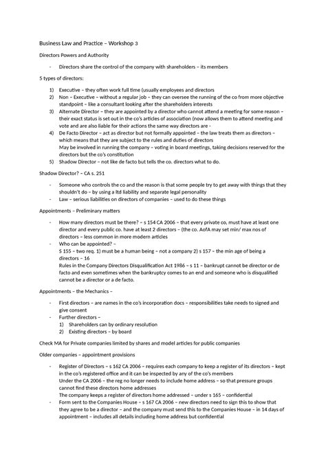 BLP Week 3 Notes Print Business Law And Practice Workshop 3