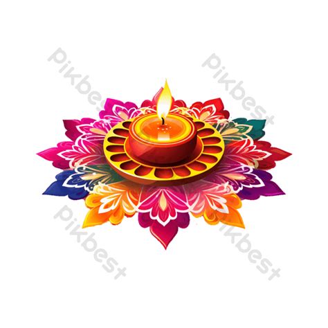 Diya Colourful Rangoli Devali Png Png Images Psd Free Download Pikbest