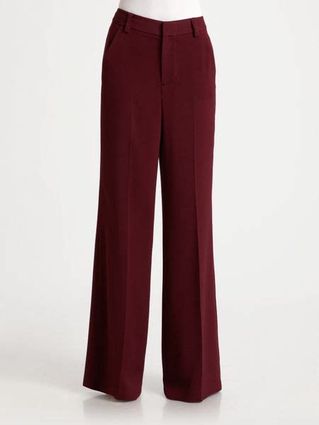 Alice Olivia High Waisted Wide Leg Pants In Purple Burgundy Lyst