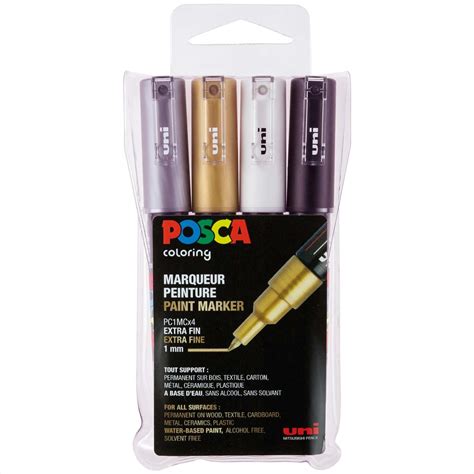 uni POSCA Marker PC 1MC 0 7 1mm 4 Stück günstig online kaufen