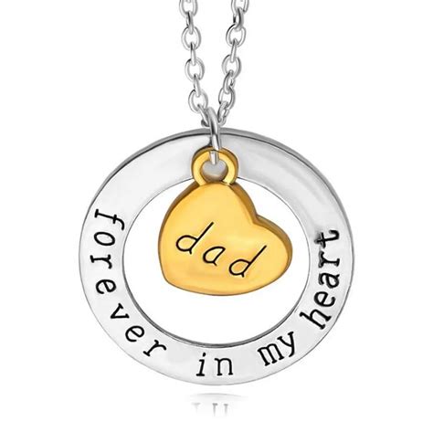 Trendy Dad Heart Forever In My Heart Charm Pendant Chain Necklace Men