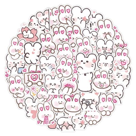 Cute Cartoon Bunny Sticker For Mobile Phone Shell Laptop Diary Rabbit Sticker Pack Temu