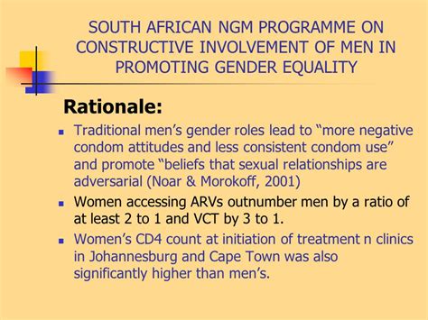 South African National Gender Machinery Ngm Programme On Constructive