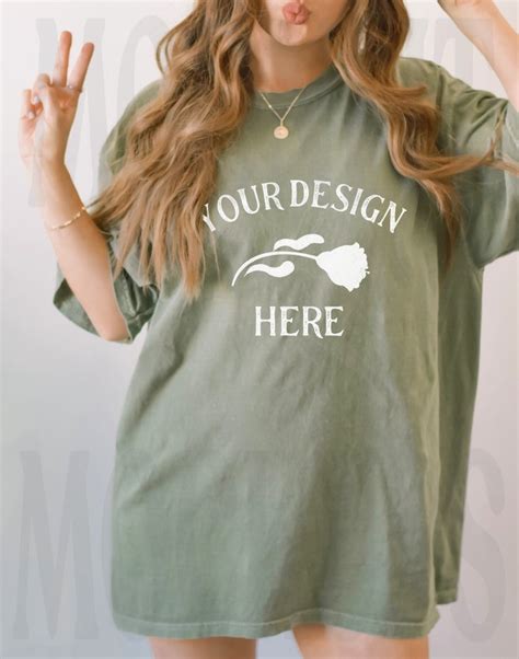 Comfort Colors C1717 Moss Shirt Model Mockup CC Mockup Etsy