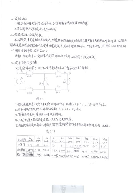 实验报告样本——基尔霍夫定律的验证 Word文档在线阅读与下载 免费文档