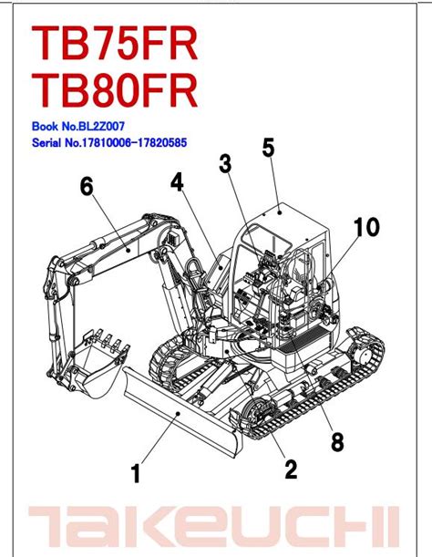 Takeuchi Excavator TB80FR Workshop Parts Operators Manual Auto Repair