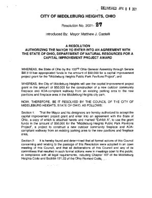 Fillable Online A Resolution Authorizing The Mayor To Execute Documents