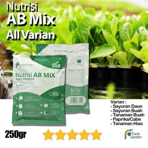 Jual Pupuk Nutrisi Hidroponik AB Mix Sayuran Daun 250gr 100 Liter