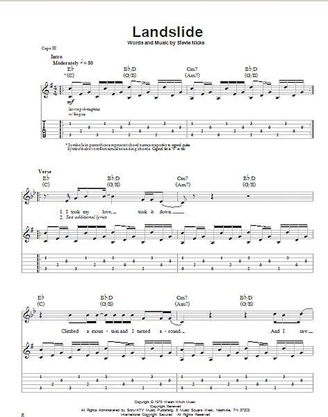 Landslide Guitar Tab Play Along Zzounds