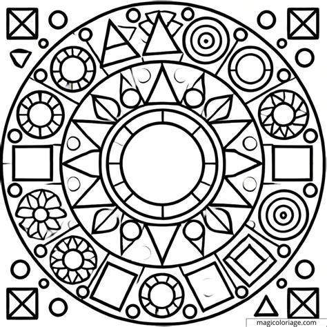 Mandala fácil para colorear formas básicas