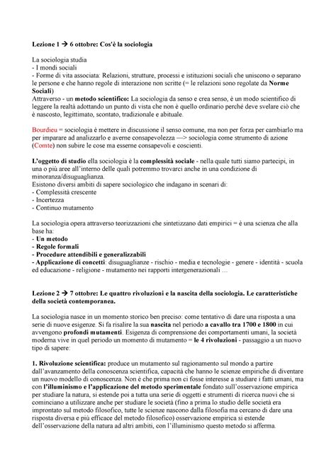 Sociologia Lezioni Da Lezione Ottobre Cos La Sociologia La