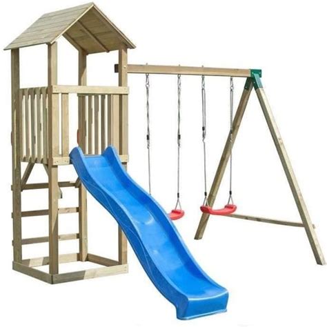 Balançoire Portique H2 65m enfant Aire de Jeux en Bois avec 2