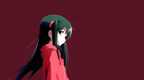 Premium Photo Anime Girl With A Red Hoodie