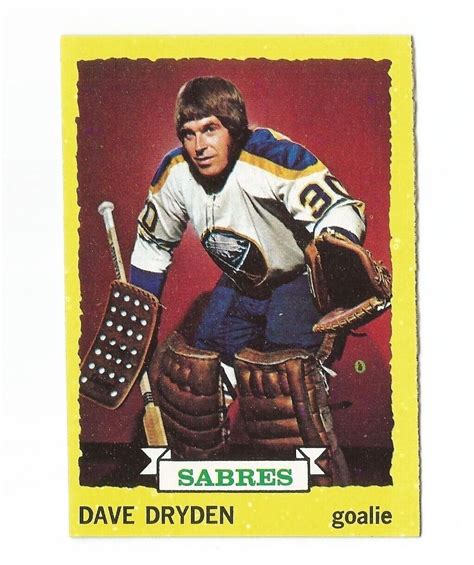 Topps Hockey Card Number Dave Dryden Buffalo Sabres Ebay