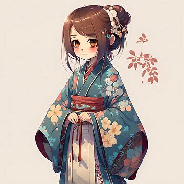 "Cute anime girl wearing a blue kimono" Poster for Sale by Japanculture ...