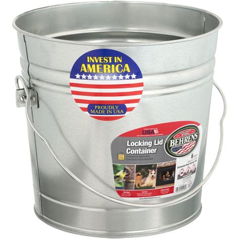 6 Gallon Galvanized Steel Trash Can With Lid Behrens Galvanized Steel