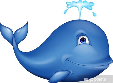 Sticker Bleu dessin animé baleine - FR.PIXERS.BE