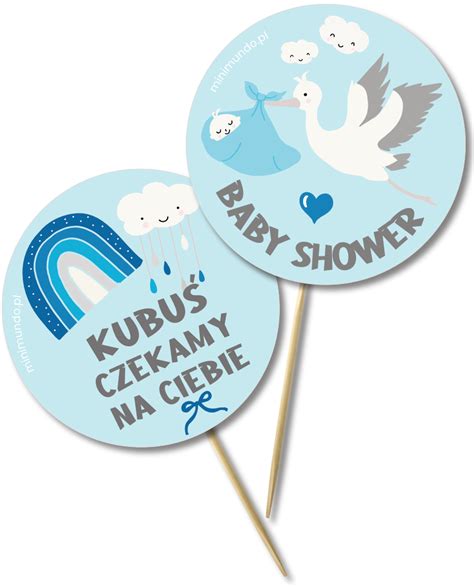 Pikery Na Babeczki Na Baby Shower Ch Opca Personalizowane Szt