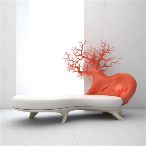 Premium Photo A Red Heart Shaped Sofa With A Large Tree On The Top