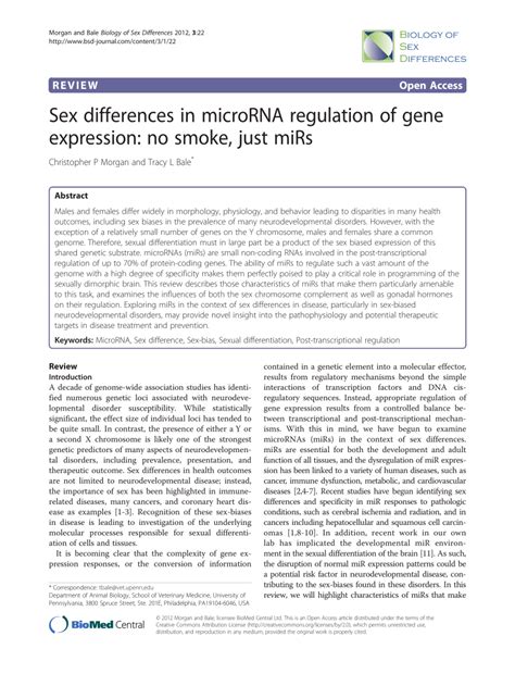 Pdf Sex Differences In Microrna Regulation Of Gene Expression No Smoke Just Mirs