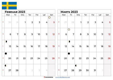 Kalender Februari 2023 Sverige Med Veckonummer