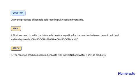 Solved Draw The Products Of Benzoic Acid Reacting With Sodium Hydroxide