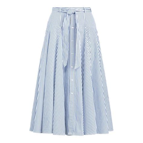 Striped Cotton A Line Skirt Blue And White Skirts Lightweight Skirt