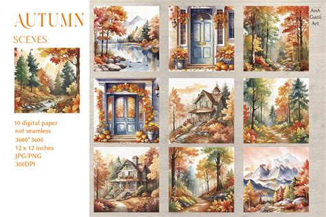 Watercolor Autumn Scenes Graphic by AnaGuziiArt · Creative Fabrica