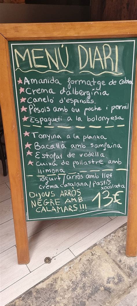 Carta De Restaurant Comas San Feliu Saserra