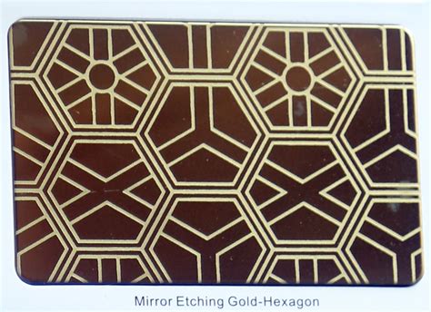 Stainless Steel Mirror Etching Gold Hexagon Sheets Design N Sheets