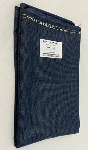 Plain Solids Man Maker Blue Polyester Suiting Fabric Handwash At Rs