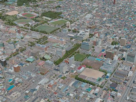 Akita City, Japan 3D Model (2020) - 3DCADBrowser