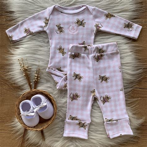 Conjunto Bebe Em Algod O Eg Pcio Body E Cal A Ursinho Xadrez Rosa P