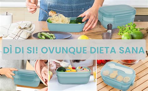 Bugucat Lunch Box 1900ML Bento Box Con 5 Scomparti E Posate Portapranzo