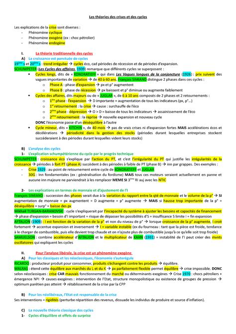 Les Thories Des Crises Et Des Cycles Les Th Ories Des Crises Et Des