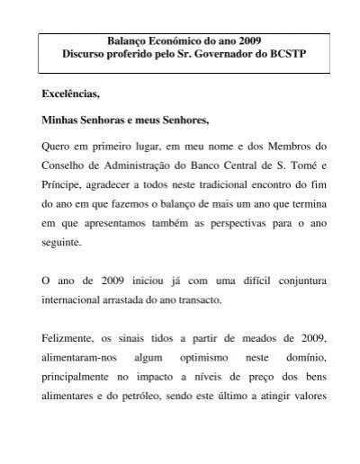 Balan O Econ Mico Do Ano Discurso Proferido Pelo Sr