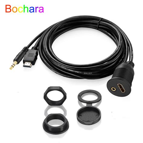 Bochara Dashboard Hdmi Compatible Mm Aux Jack Extension Cable Male