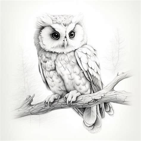 Premium Photo | Pencil sketch cute owl bird drawing image Generative AI