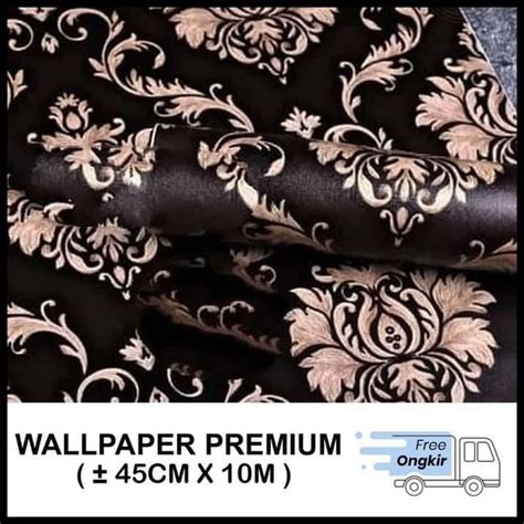 Jual Promo Wallpaper Dinding Stiker Motif Batik Emas Dasar Hitam