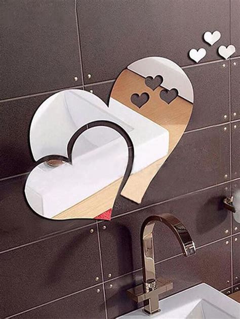 5 Pezzi A Forma Di Cuore Specchio Moderno Specchi Da Muro Piastrella