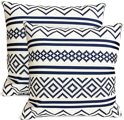 Rysmiyou Decorative Throw Pillow Covers Set Of 2 Blue Boho