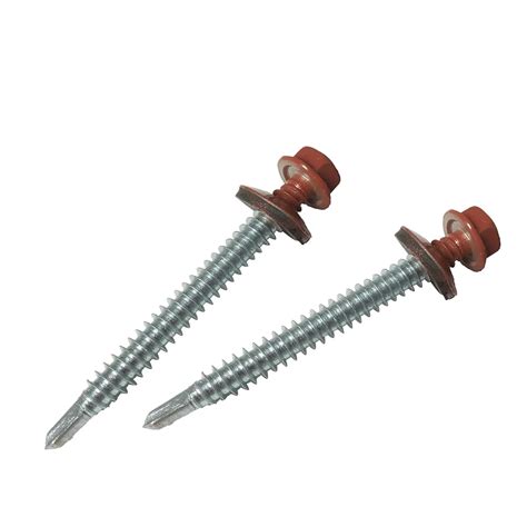 Galvanize Hex Head Self Drilling Tek Screw With Bonded Washer Epdm Red