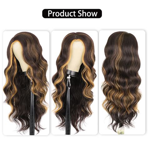 Vigorous Long Wavy Synthetic Wig Highlight Wigs For Women Side Part