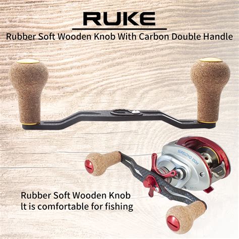 Ruke1pc Fishing Reel Handle Carbon Fiber With Rubber Cork Knob Hole 8 5