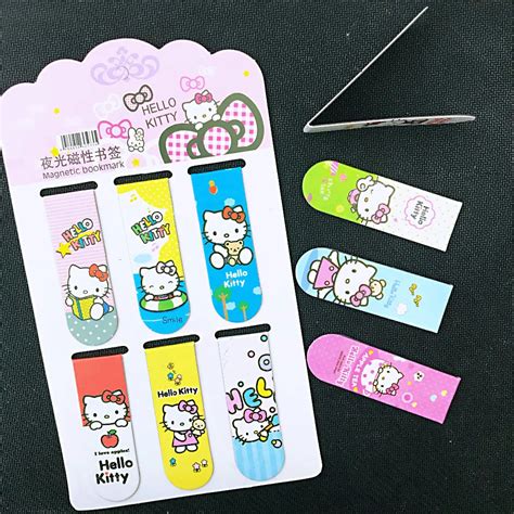 Buy 6pcs Pack Cute Kawaii Hello Kitty Magnetic Bookmarks Books Marker Of Page