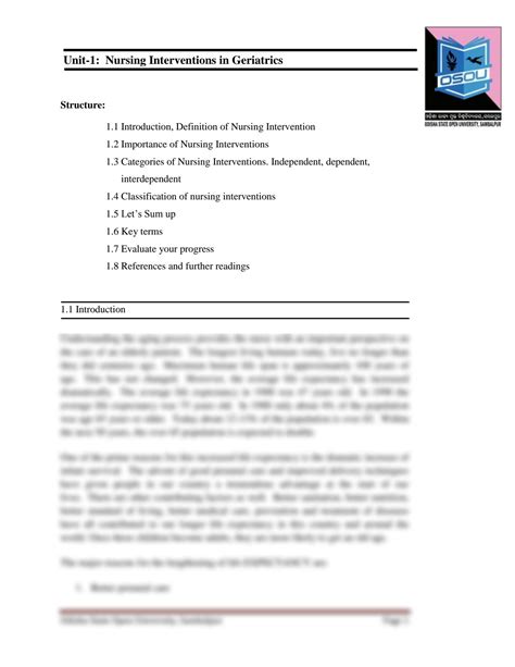 SOLUTION: Geriatric care nursing nursing care plan and interventions for elderly - Studypool