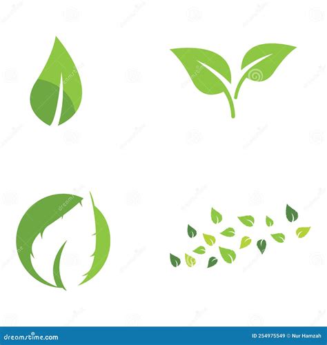 Natural Green Leaf Logo Icon Template Stock Vector Illustration Of